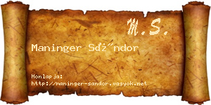 Maninger Sándor névjegykártya